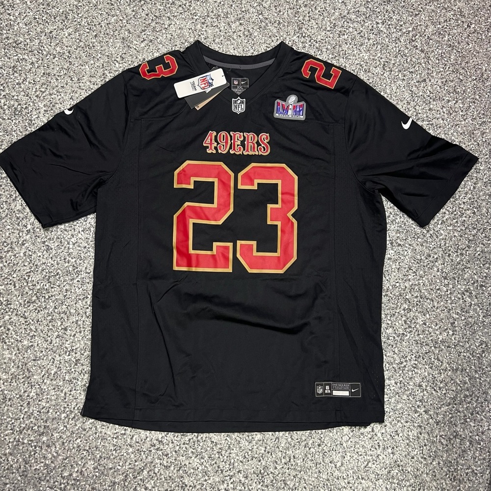 Nike San Francisco 49ers McCaffrey #23 Jersey Mens XXL Black Super Bowl LVIII